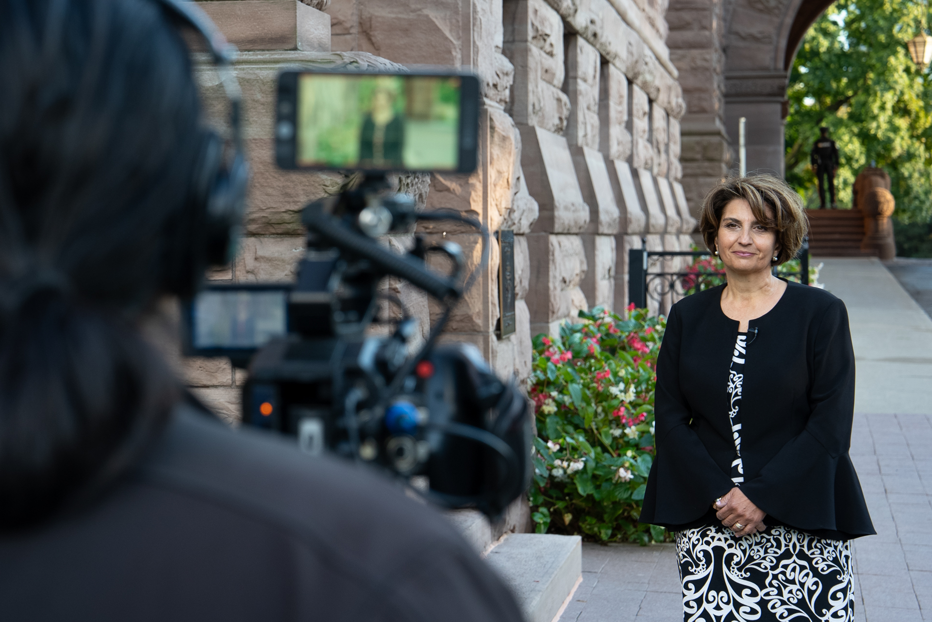 Commissioner Kosseim outside the Ontario Legislature