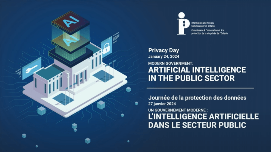 Bannière où on lit «Journée de la protection des données : l'intelligence artificielle dans le secteur public».