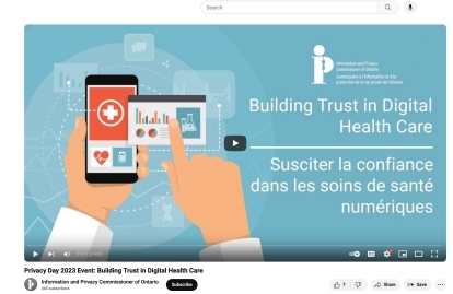 Screenshot of youtube video for Building Trust in Digital Health Care